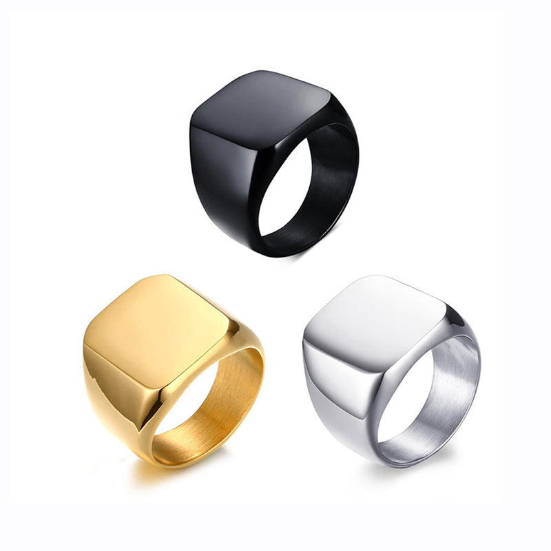18K Gold Mens Signet Rings Engrave Personalized Signet Square Ring Men Blanks Men's Signet Ring