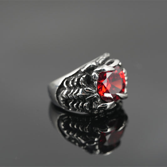 Men's Retro Alloy Stainless Steel Index Finger Ring with Dragon Claw Setting Stylish Gemstone Ring for Clubbing Trendy Ring