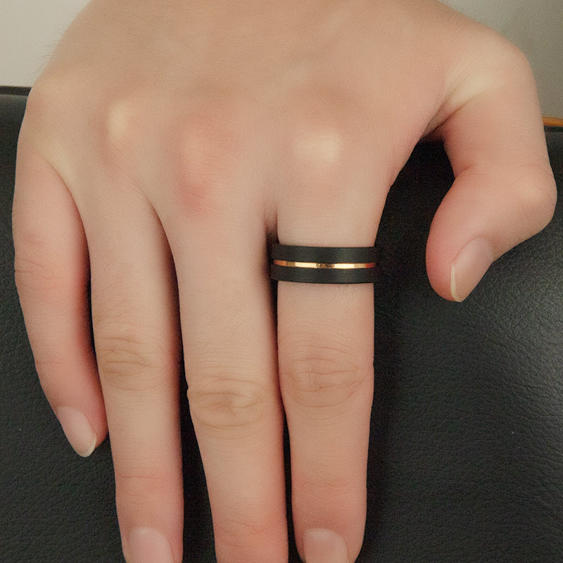 Ring Matte Finish Beveled Polished 8mm Tungsten Carbide Wedding Band Ring for Men