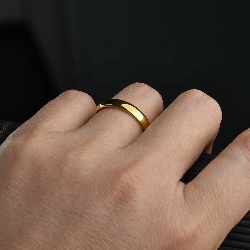 VEROMCA 4mm Simple Smooth Engraved Stainless Steel Ring for Men and Women Popular Tail Ring