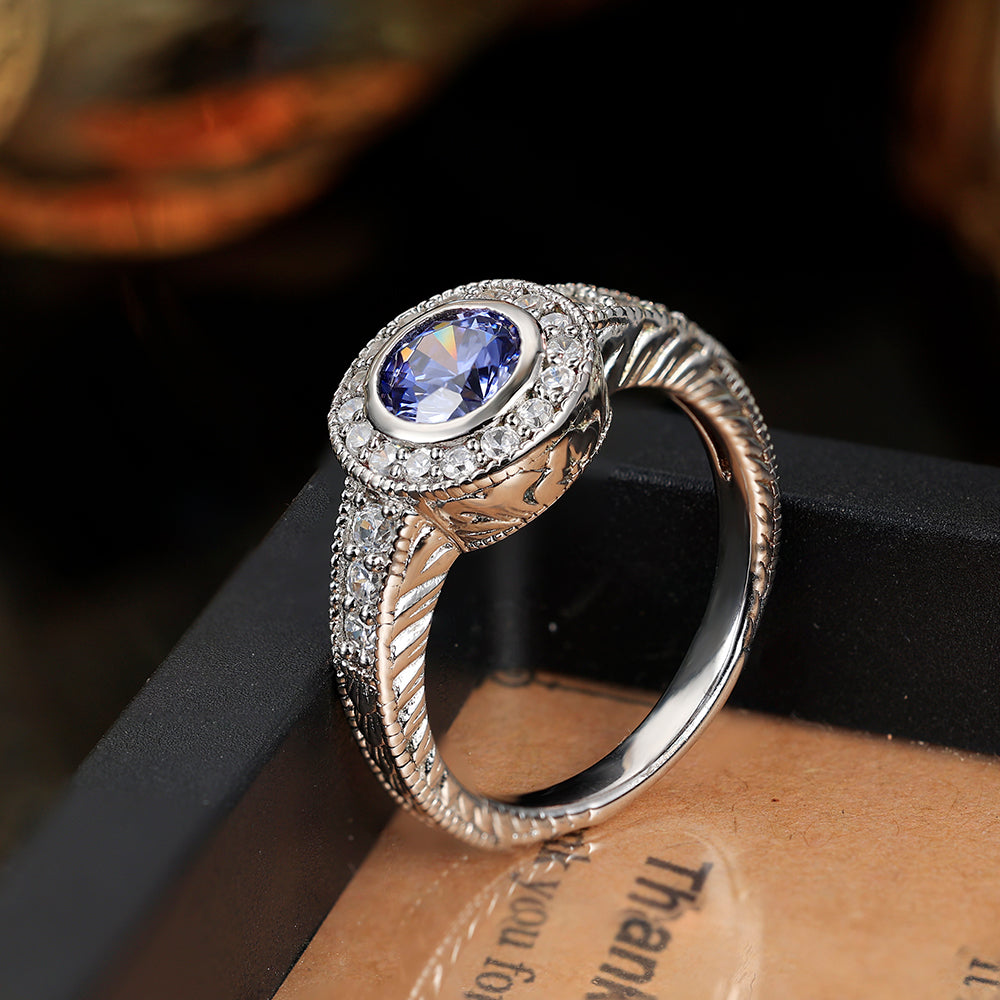 Grace Luxury Unisex Trendy 925 Silver Tanzanite Zircon Gemstone Jewelry Rings Custom Engagement Rings for Men