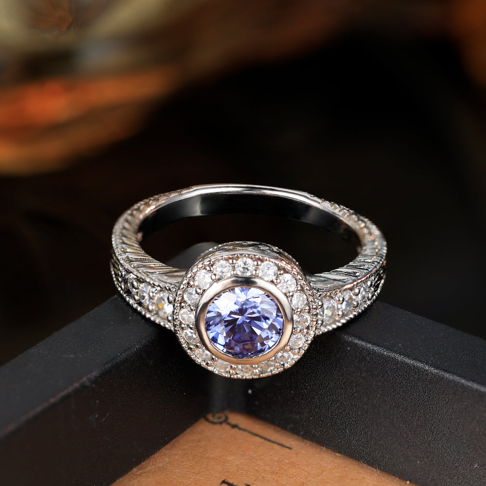 Grace Luxury Unisex Trendy 925 Silver Tanzanite Zircon Gemstone Jewelry Rings Custom Engagement Rings for Men