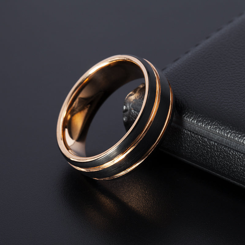 Ring Matte Finish Beveled Polished 8mm Tungsten Carbide Wedding Band Ring for Men