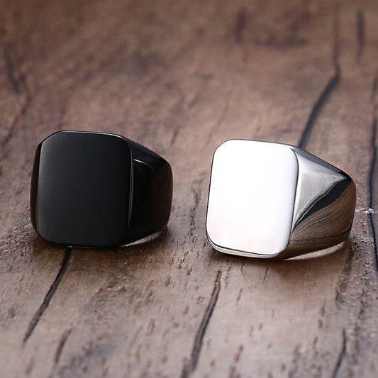 18K Gold Mens Signet Rings Engrave Personalized Signet Square Ring Men Blanks Men's Signet Ring