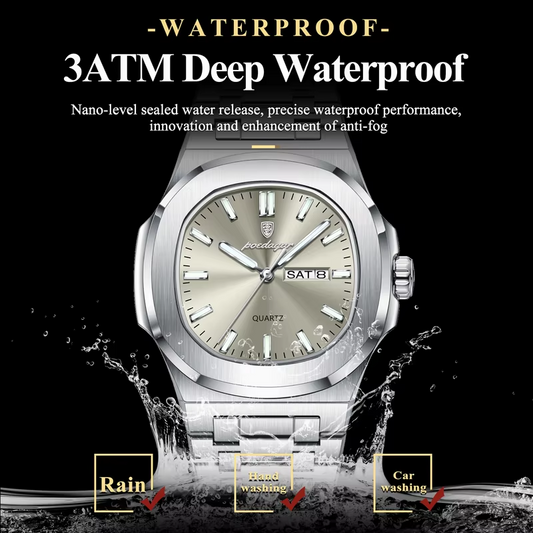 Poedagar New Arrivals Square Quartz Watches Waterproof Luminous Mens Watch Luxury Stainless Steel Watch for Men