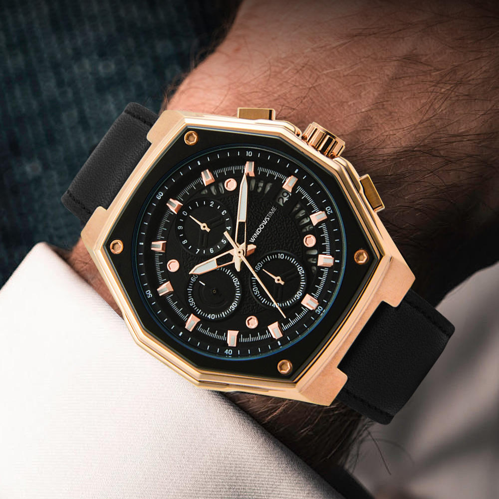 Business Luxury Three-eye Six-pin Chronograph Water Resistant Quartz Watch for Men
