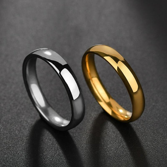 VEROMCA 4mm Simple Smooth Engraved Stainless Steel Ring for Men and Women Popular Tail Ring