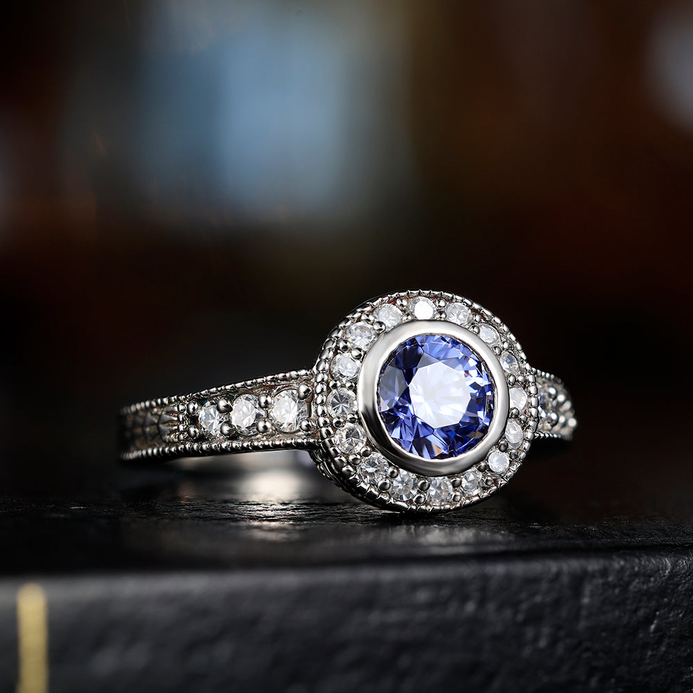 Grace Luxury Unisex Trendy 925 Silver Tanzanite Zircon Gemstone Jewelry Rings Custom Engagement Rings for Men
