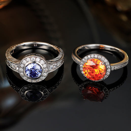 Grace Luxury Unisex Trendy 925 Silver Tanzanite Zircon Gemstone Jewelry Rings Custom Engagement Rings for Men